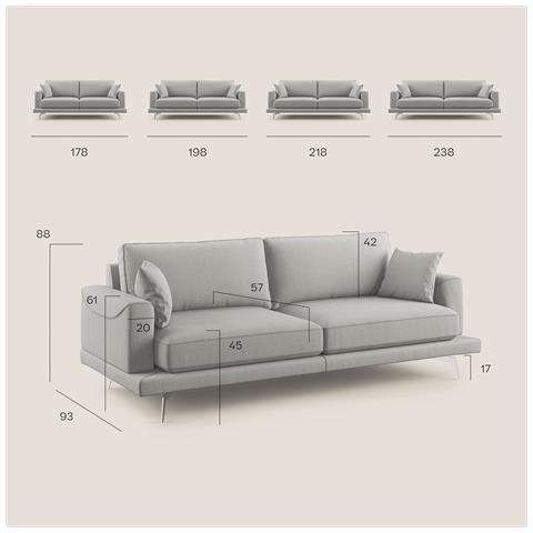 Dorian Divano Lineare Antimacchia T05 Beige - Foto 13