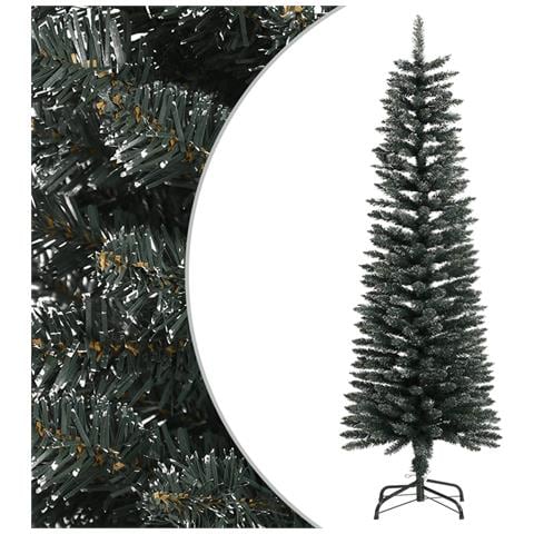 Albero Di Natale Artificiale Sottile Con Base Verde 150 Cm Pvc - Foto 1