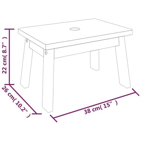 Sgabello 38x26x22 Cm In Legno Massello Di Acacia - Foto 12