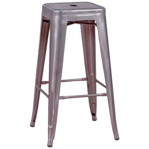 Sgabello Industriale Impilabile In Acciaio Metallizzato (76 Cm) - Bistro - Foto 1