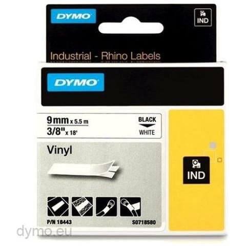 Nastro Laminato Per Etichettatrici Rhino Dymo Id1-9 9 X 5,5 Mm Nero Bianco Vinile (5 Unità) - Foto 2