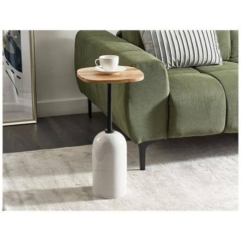 Tavolino Metallo E Legno Chiaro E Bianco Oasis - Foto 1