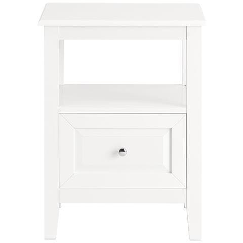 Comodino Letto Con 1 Cassetto E Un Scomparto Aperto Tavolino Da Salotto O Soggiorno Tavolino Telefono Bianco 45x35x60cm Fbt131-w - Foto 1