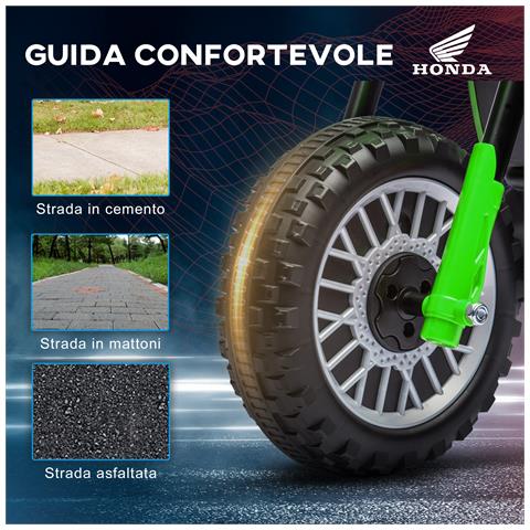Moto Elettrica Per Bambini Con Licenza Honda Crf450rl A 3 Ruote, Età 18-36 Mesi, Verde - Foto 2