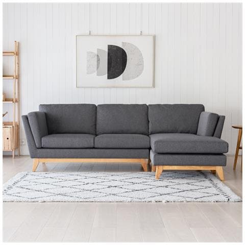 Norden Divano Angolare Reversibile A 4 Posti In Tessuto Grigio Scuro - Foto 1