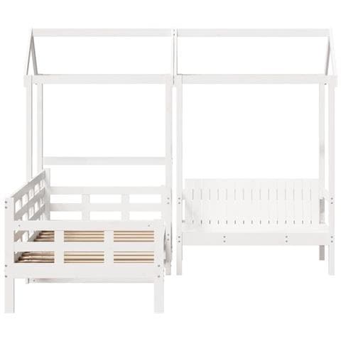 Set Dormeuse E Panca Con Tetto Bianco 90x200cm Massello Pino - Foto 2
