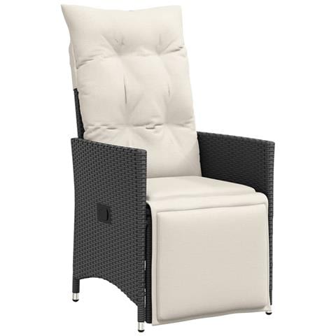 Set Da Bistrò Da Giardino 11 Pz Con Cuscini Nero In Polyrattan - Foto 3