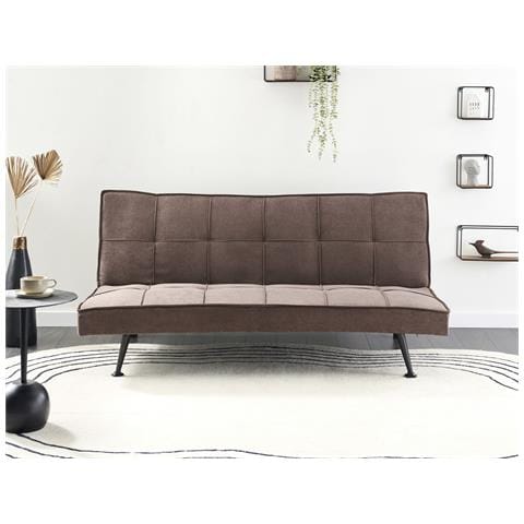 Divano Letto 3 Posti Hasle Tessuto Marrone - Foto 1