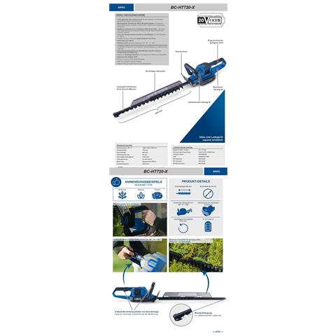 Tagliasiepi Brushless 2x20v Barra 720mm Senza Batteria Ixes Bc-ht720-x - Foto 2