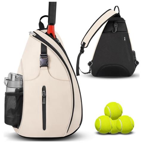 Borsa Da Racchetta Da Badminton Impermeabile, Borsa Da Tennis A Tracolla Singola Beige - Foto 1