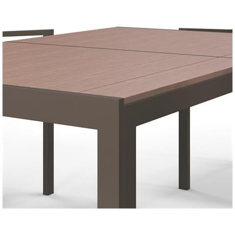 Set da Giardino 7 Pezzi in Plastica con 6 Sedie Impilabili e Tavolo Rettangolare, Kaki e Marrone - Foto 6