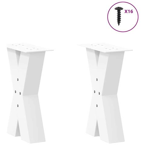 Gambe Tavolino Caffè A X 2 Pz Bianco 38x(42-43) Cm Acciaio - Foto 3