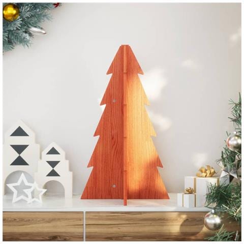 Albero Di Natale Marrone Cera 69,5 Cm In Legno Massello Di Pino - Foto 1