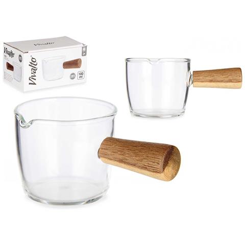 Salsa Borosilicato 100ml Manico Legno 6,5x10,5x5 Cm. Colore Trasparente - Foto 1