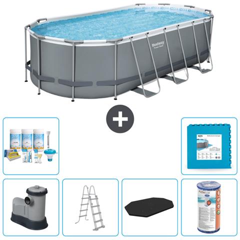 Piscina Fuori Terra - Ovale - 549x274x122 Cm - Grigio - Include Accessori Coordinati Cb30 - Foto 1