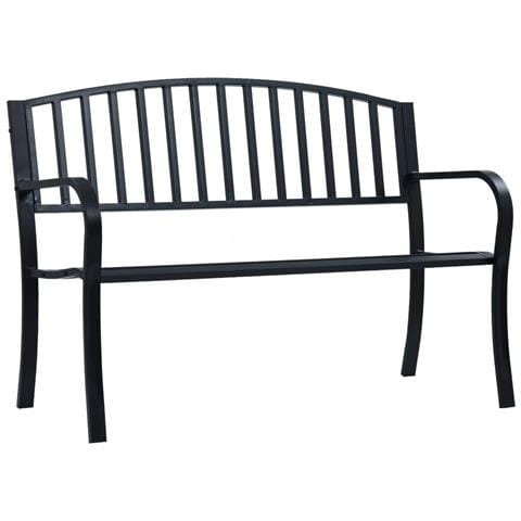 Panchina Da Giardino 125 Cm Nera In Acciaio - Foto 2