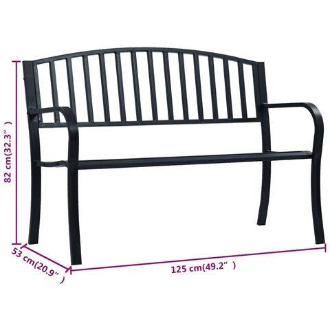 Panchina Da Giardino 125 Cm Nera In Acciaio - Foto 7