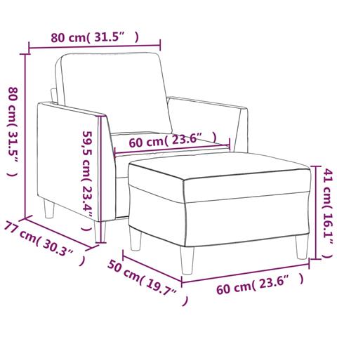 Poltrona con Poggiapiedi Grigio 60 cm in Similpelle - Foto 7