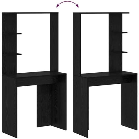 Scrivania nera in rovere Rovere nero Legno massello, MDF Compattta - Foto 9