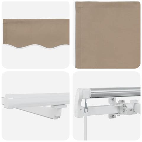 Ombrellone retrattile manuale con LED Beige 500x300 cm, Tessuto di ricambio per ombrellone per telaio 5x3 m Beige - Foto 9