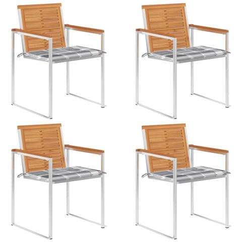 Sedie da Giardino con Cuscini 4 pz in Legno Massello di Acacia - Foto 1