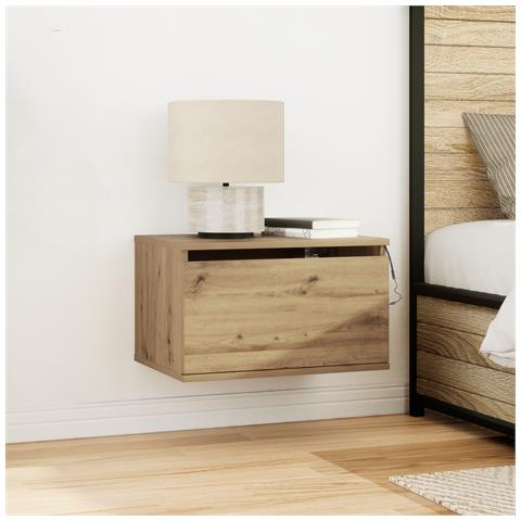 Comodini con luci LED 2 pezzi a muro in rovere artigianale - Foto 2