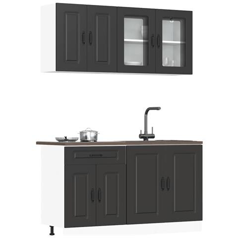 Set Mobili da Cucina 4 pz Kalmar Neri Legno Multistrato - Foto 2