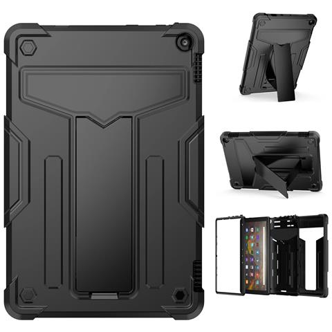 Custodia Per Amazon Fire Hd 10 Armored Con Supporto Nero - Foto 2