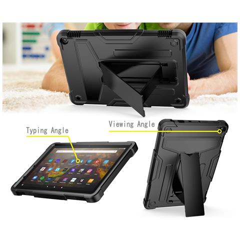 Custodia Per Amazon Fire Hd 10 Armored Con Supporto Nero - Foto 4