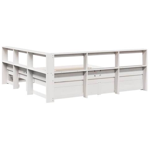 Letto Libreria senza Materasso Bianco 150x200 cm Legno di Pino - Foto 9