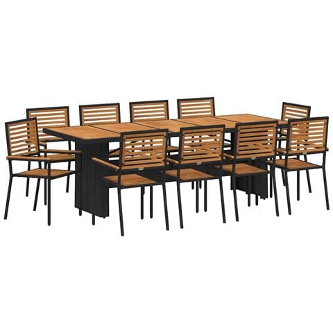 Set da Pranzo per Giardino 11 pcs Nero 240 x 90 x 75 cm - Foto 1