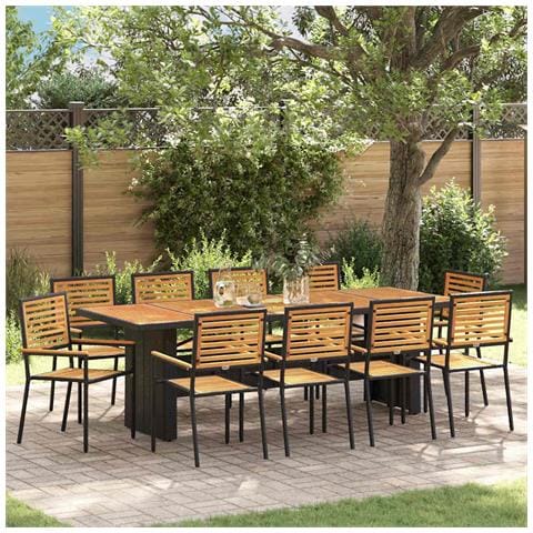Set da Pranzo per Giardino 11 pcs Nero 240 x 90 x 75 cm - Foto 2