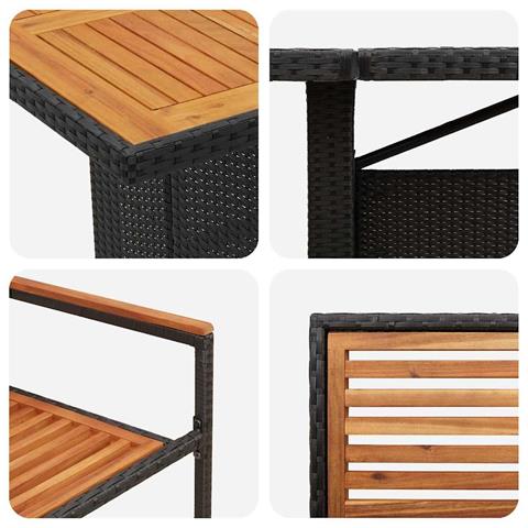 Set da Pranzo per Giardino 11 pcs Nero 240 x 90 x 75 cm - Foto 9
