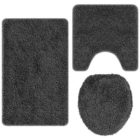 Tappeto da bagno 3 pcs Grigio scuro 50 x 50 cm Polipropilene - Foto 1
