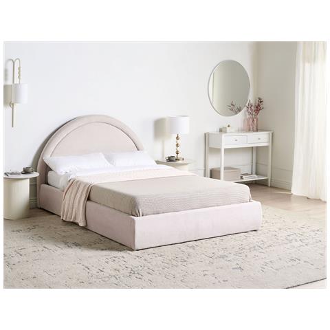 Letto Contenitore Tessuto Mouzon 140 X 200 Cm Beige Chiaro - Foto 1