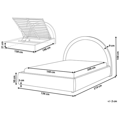 Letto Contenitore Tessuto Mouzon 140 X 200 Cm Beige Chiaro - Foto 8