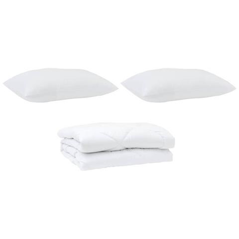 Piumone con cuscini Argille 3 pcs Bianco 200 x 220 cm Microfibra - Foto 1