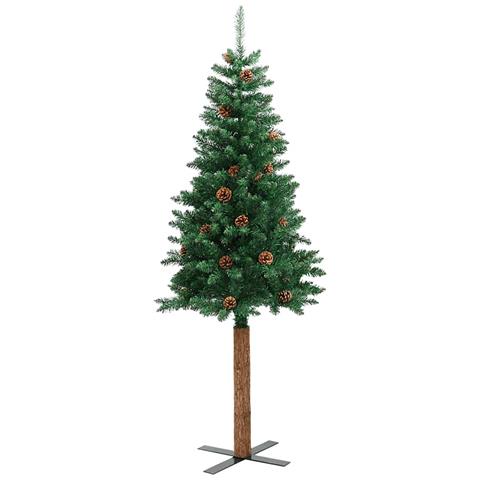 Lusso Casadino -  Albero Di Natale Sottile Con Legno Vero E Pigne Verde 180cm Pvc - Foto 2