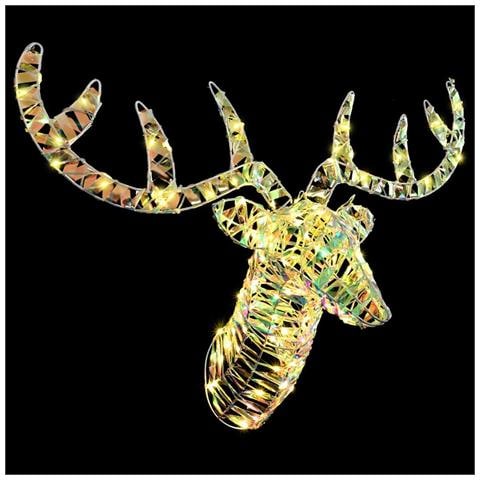 Slitta trainata da renna con 140 LED Bianco caldo 60 cm PET - Foto 2