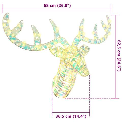 Slitta trainata da renna con 140 LED Bianco caldo 60 cm PET - Foto 8