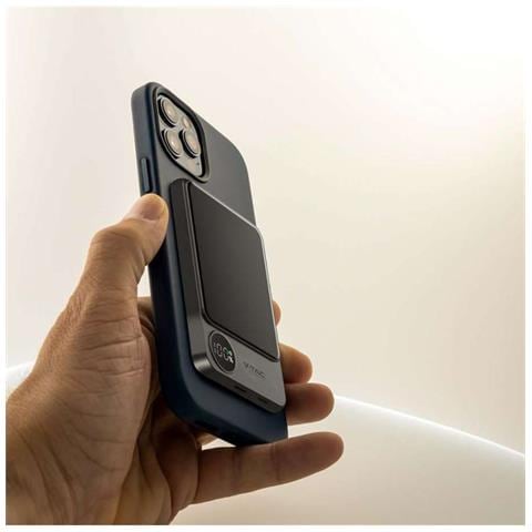 Power Bank 10.000 mAh MagSafe Ultra Sottile e Magnetico con Display e Ricarica Wireless Colore Grigio, colore Grigio - Foto 2