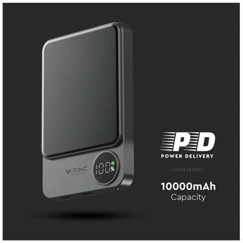 Power Bank 10.000 mAh MagSafe Ultra Sottile e Magnetico con Display e Ricarica Wireless Colore Grigio, colore Grigio - Foto 3