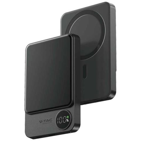 Power Bank 10.000 mAh MagSafe Ultra Sottile e Magnetico con Display e Ricarica Wireless Colore Grigio, colore Grigio - Foto 1