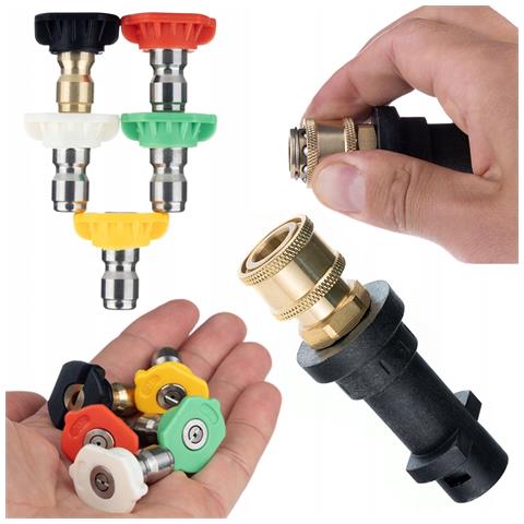 Set Di Ugelli Per Idropulitrice - Compatibile Con Kärcher K2-k7 | 5 Ugelli (0°, 15°, 25°, 40°, Soap) + Adattatore Bayonet 1/4"" | Max 200 Bar - Foto 1