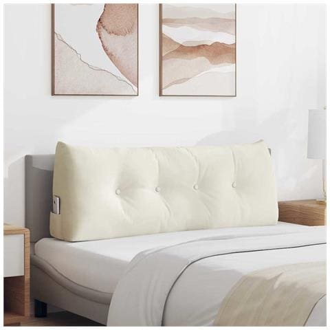 Cuscino per Schiena Crema 120 x 24 x 50 cm Velluto - Foto 2