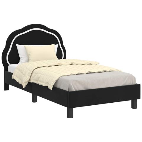 Struttura letto bambini con testata Nero 80 x 160 cm Velluto - Foto 1