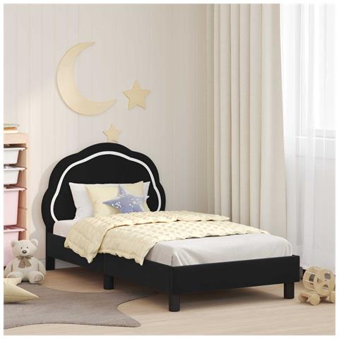 Struttura letto bambini con testata Nero 80 x 160 cm Velluto - Foto 2