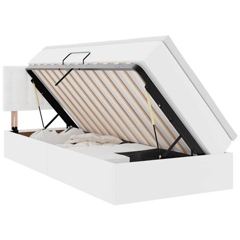 Letto con contenitore e LED con led Bianco Puro 90 x 190 cm - Foto 1