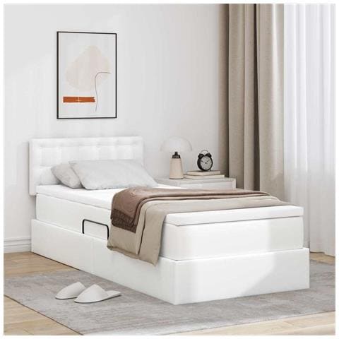 Letto con contenitore e LED con led Bianco Puro 90 x 190 cm - Foto 2
