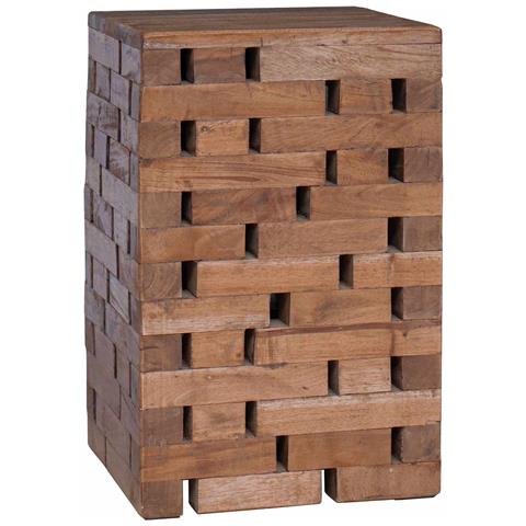 Pouf Naturale 29 x 29 x 48 cm Legno massello di recupero - Foto 1